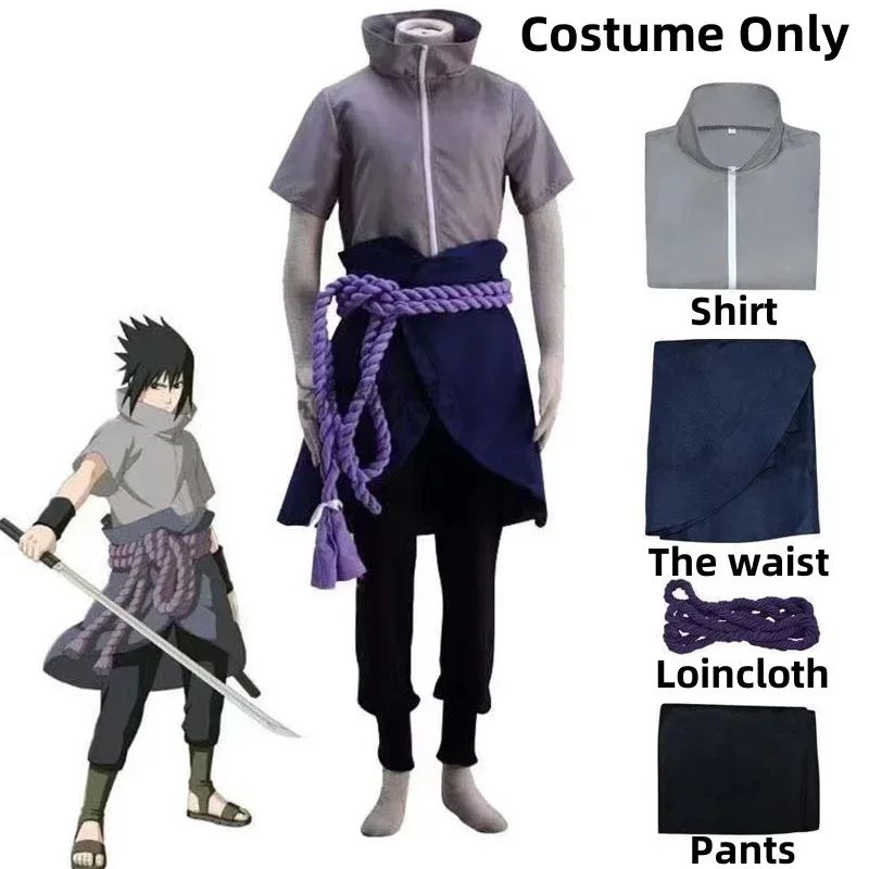 New Anime Uchiha Sasuke Cosplay Outfit Halloween  Party Role Play Uniform Comic Clothes Outfit