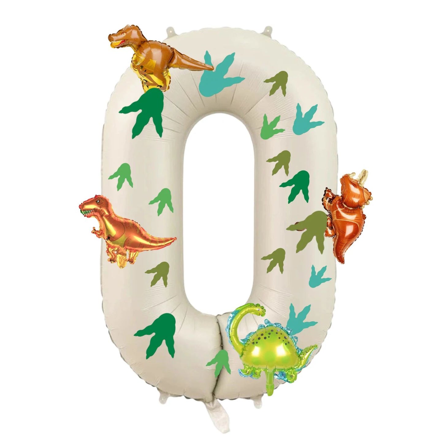 32 inch milky white aluminum foil digital balloon with 15pc dinosaur footprints and 4pc dinosaur balloons for birthday parties