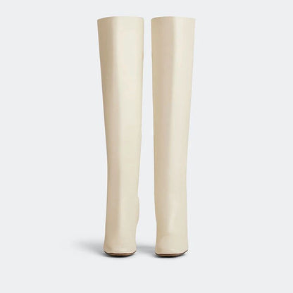 2025 Women's New Winter Coarse High Heels Knee Boots European and American Sexy Square Head Side Zipper Fashion Large Boots