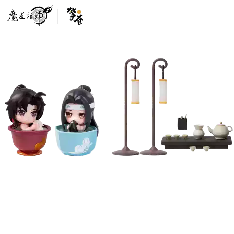 Mo Dao Zu Shi Versão Q Oficial de "Jade Cup Flowing Light" Wei Wuxian Lan Wangji Anime Periférico Enfeites Action Figurine