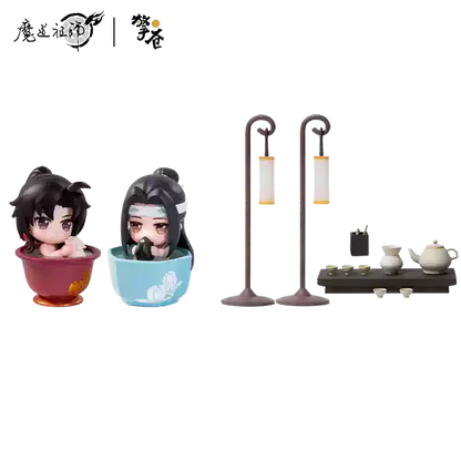 Mo Dao Zu Shi Versão Q Oficial de "Jade Cup Flowing Light" Wei Wuxian Lan Wangji Anime Periférico Enfeites Action Figurine