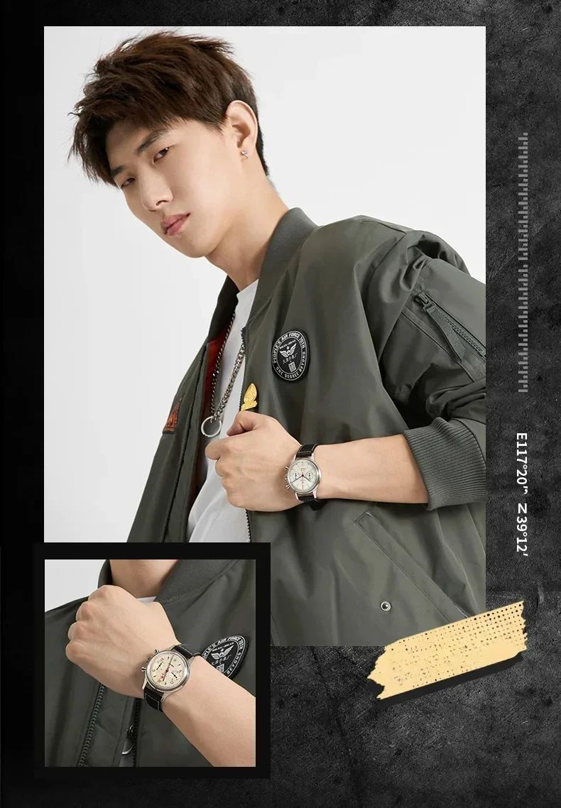 Men's watches 1963 pilot automatic watch 42mm waterproof retro quartz chronograph vintage dress watch