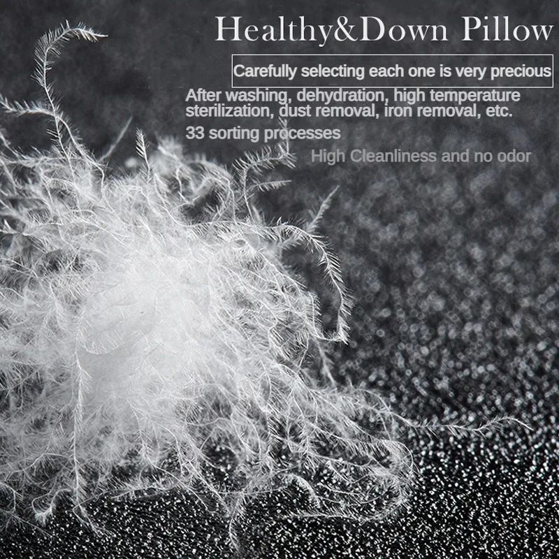 Goose Down Pillow White Cotton Pillow Cover Rectangle Bedroom Sleep 5-Star Hotel Pillow Low-Mid-high Pillows for Sleeping