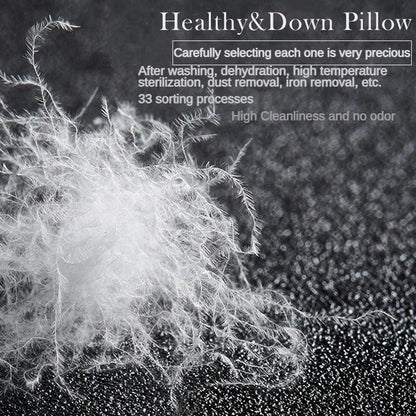 Goose Down Pillow White Cotton Pillow Cover Rectangle Bedroom Sleep 5-Star Hotel Pillow Low-Mid-high Pillows for Sleeping