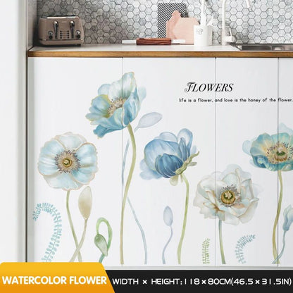 Ink Wall Stickers Wash Peach Blossom For Living Room Bedroom Home Flower Background Wall Decor Self-adhesive Sticker Wallpaper