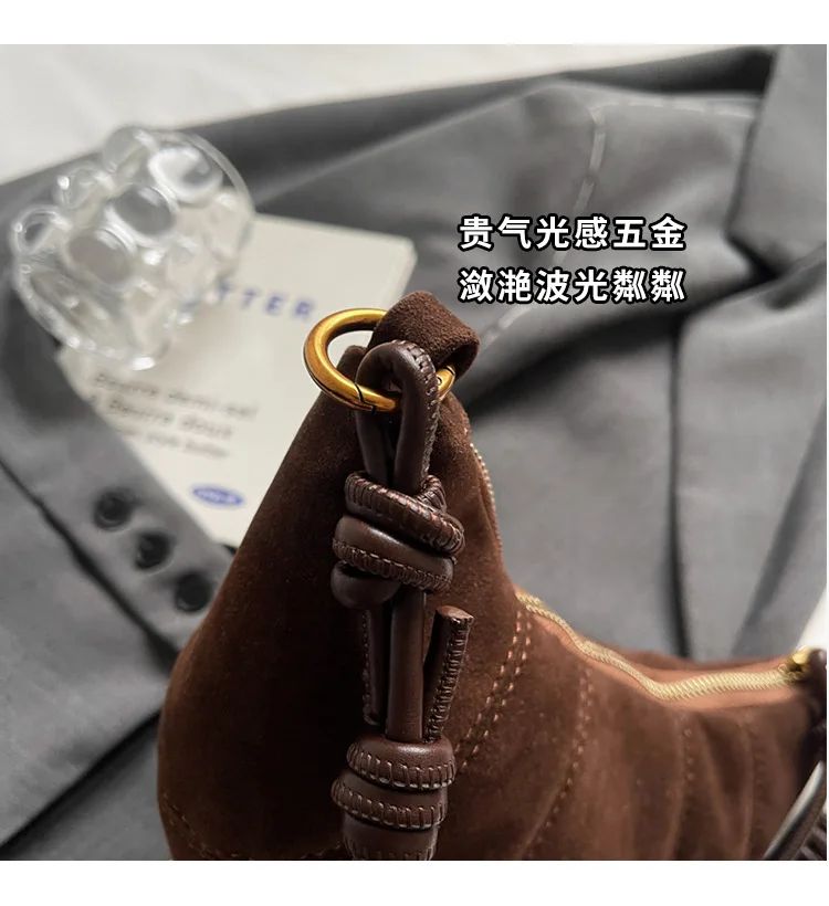 Velvet Material 2025 High Quality Zipper Shoulder Bag Solid Color Simple Fashionable Crossbody Bag Soft Western Style Handbag