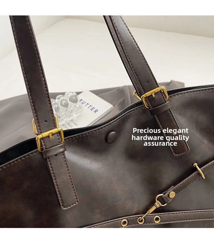 Retro Big PU Leather Shoulder Bag for Women 2025 Winter Trend New Y2K Fashion Handbags Females Travel Luxury Tote Bag  bolsas