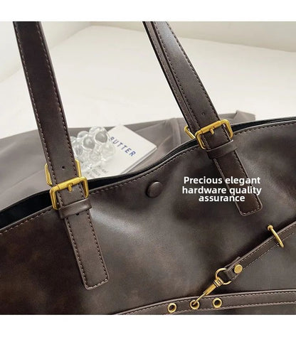 Retro Big PU Leather Shoulder Bag for Women 2025 Winter Trend New Y2K Fashion Handbags Females Travel Luxury Tote Bag  bolsas