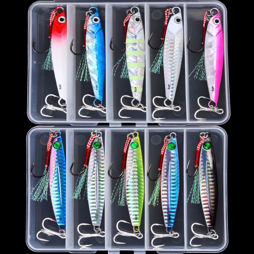 5 unidades de isca artificial de pesca de metal 7g-40g, isca rígida para trolling, isca de pesca para baixo, tralha de pesca de truta, jigs de pesca de truta, iscas de água salgada