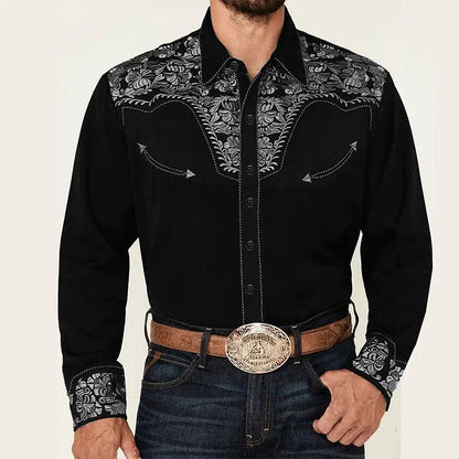 Tribal western men's top shirt pattern blue pink black trendy fashion casual party high quality material 2025 new suit