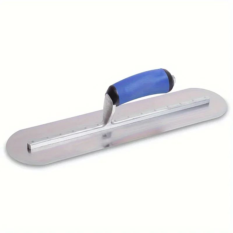 Espátula redonda de aço inoxidável com cabo de plástico, para acabamento de concreto, gesso e massa, ferramenta manual para construção com cabo de plástico.