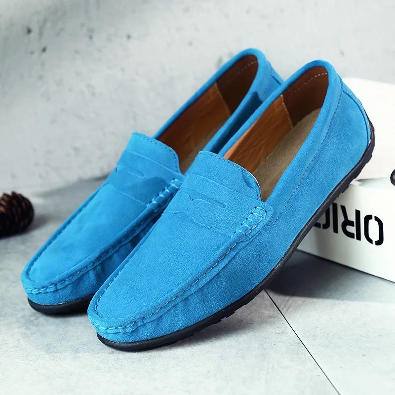 High Quality Leather Men Loafers  Slip on Mens Casual Shoes Fashion Flats Male Driving Shoes Moccasins Ten Colors Size 38-47
