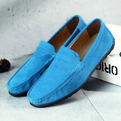 High Quality Leather Men Loafers  Slip on Mens Casual Shoes Fashion Flats Male Driving Shoes Moccasins Ten Colors Size 38-47