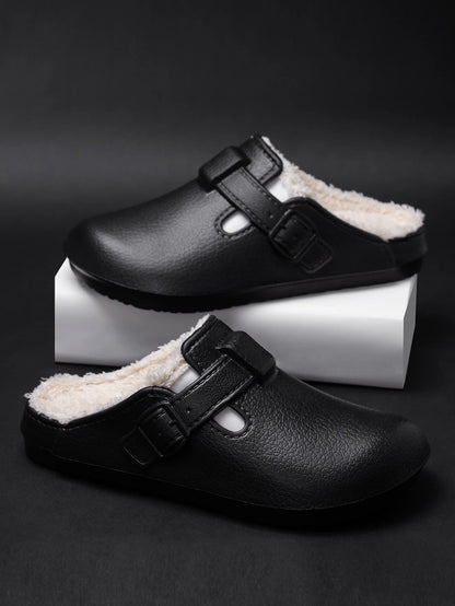 Men Plush Lined Outdoor Anti-slip Garden Shoes Warm Fuzzy Slippers For Women Winter New Cotton Slippers Fuzzy Home Slides