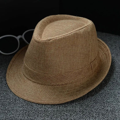 Fashionable Elegant Vintage Unisex Classic Summer Hat with Brim for Men and Women in Black, White, Red, Panama Top Jazz Beach Fe