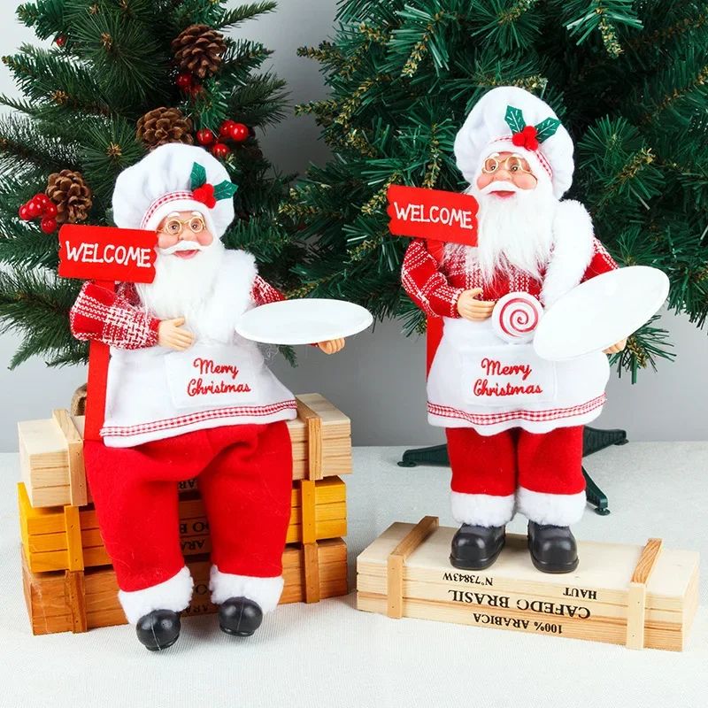 Chef Santa Claus Christmas Decorations Christmas Home Table Decoration Ornaments Old Man Doll Hanging Legs Sitting Chef Old Man
