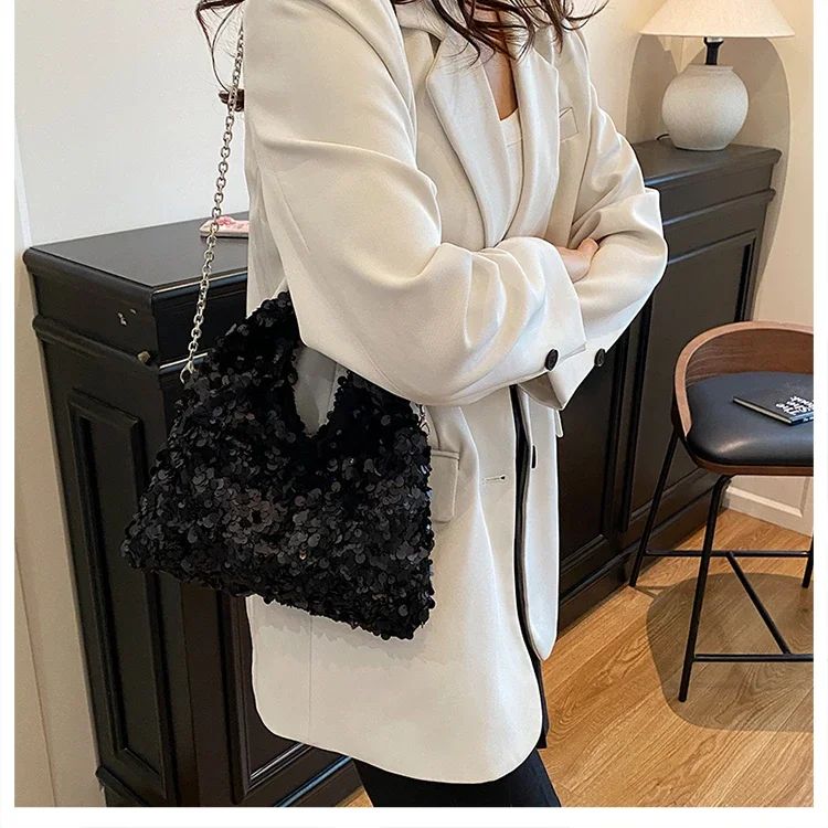 Exquisite Shining Sequins Square Women's Shoulder Bag Popularity Stylish Design Handbags High Quality Solid Sweet Crossbody Bags
