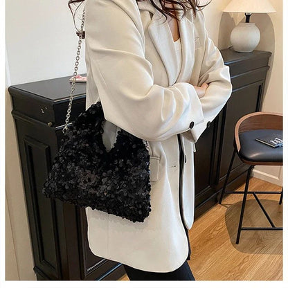 Exquisite Shining Sequins Square Women's Shoulder Bag Popularity Stylish Design Handbags High Quality Solid Sweet Crossbody Bags