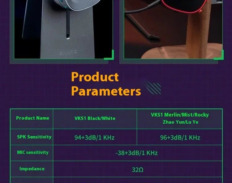 VALKYRIE VK S1 Fones de Ouvido Gamer Sem Fio 3 Modos Bluetooth HiFi Driver Dinâmico de 50mm Grande Baixa Latência Chip Esports Fones de Ouvido Personalizados