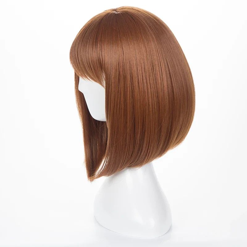 Anime My Hero Academia Ochako Uraraka Peruca Sintética Curta Bob Marrom Resistente ao Calor Peruca de Fantasia Cosplay