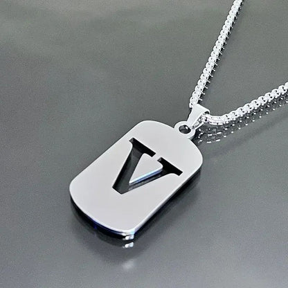 Colares de pingente de aço inoxidável com letra inicial A-Z da moda punk para homens e mulheres, atacado, joias, colar, joias góticas