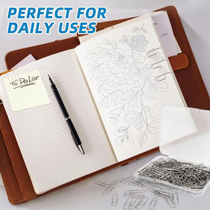 Silver Paper Clips Office Supplies Paperclips Large File Bookmark Stainless Steel Paper Clip Organizer School Office Stationery