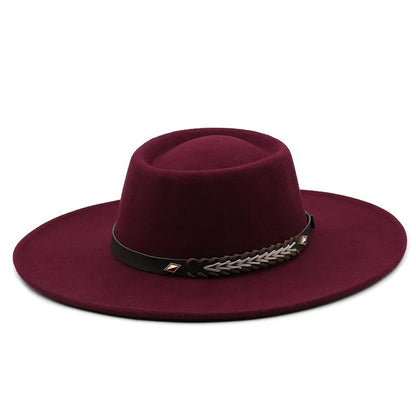 British Style Felt Fedoras Hats for Women9.5CM Wide Brim Men Formal Luxury Jazz Caps Bowler Wedding Dress Hat Chapeau Femme