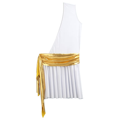Mens Ancient Greek God Toga Gladiator Costume Roman Emperor One Shoulder Sleeveless Robe Halloween Medieval Warrior Dress Up