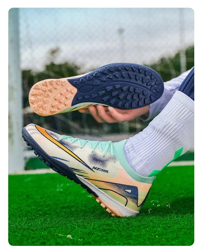 New Men Football Boots Match Ultralight Grass Cleats Soccer Shoes Sneakers Indoor Breathable Long Spikes Training Drop Shipping