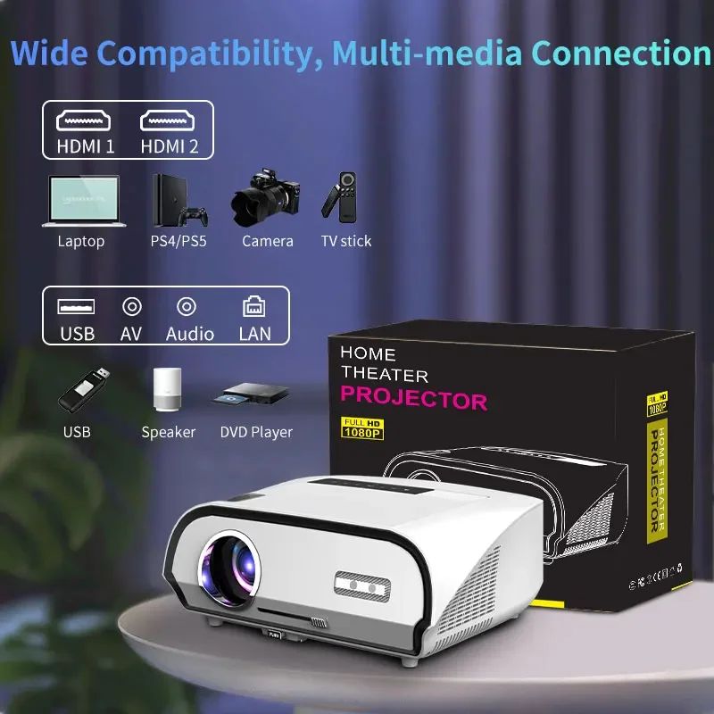full hd 4K projector for home theater auto focus 3500ANSI 1080p native smart bluetooth 2.4+5G wifi daylight android projector