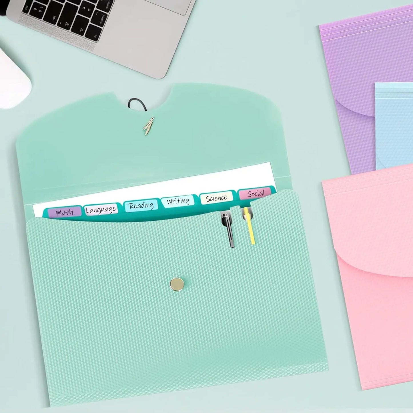 Expandable File Folder, Letter Size Organ Organizer, 5 File Pockets, Portable Organizer for School Office Supplies