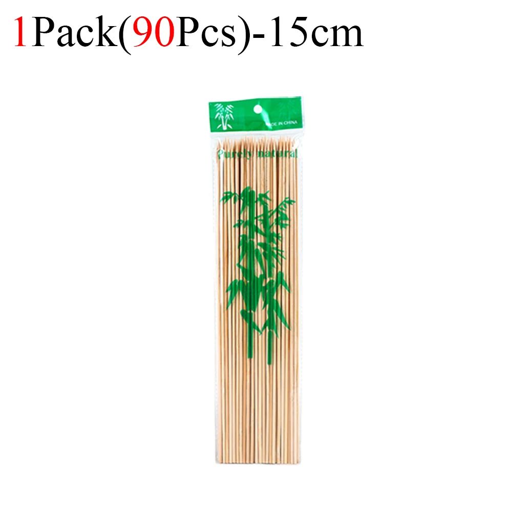 90/450pcs Bamboo Stick Food Grade Bamboo Skewer Sticks Disposable Natural Wood Long Stick Barbecue Fruit BBQ Tools 15/20/25/30cm
