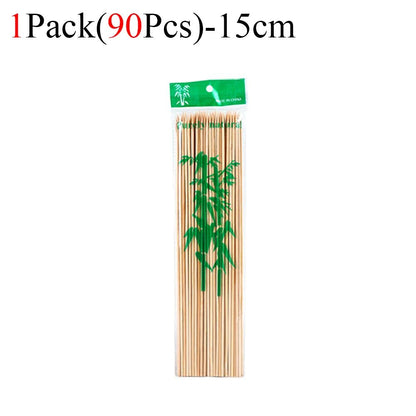 90/450pcs Bamboo Stick Food Grade Bamboo Skewer Sticks Disposable Natural Wood Long Stick Barbecue Fruit BBQ Tools 15/20/25/30cm