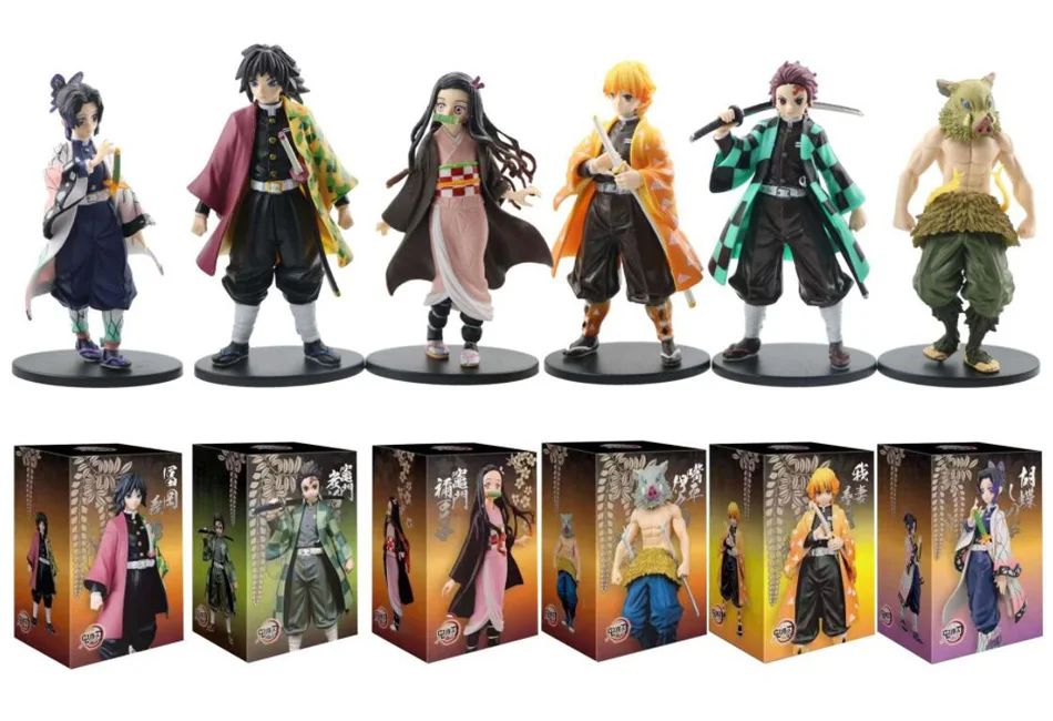 Anime Demon Slayer Kimetsu no Yaiba figura Kamado Tanjirou Boneco de Ação Agatsuma Zenitsu Nezuko Guerreiro PVC Modelo Brinquedos