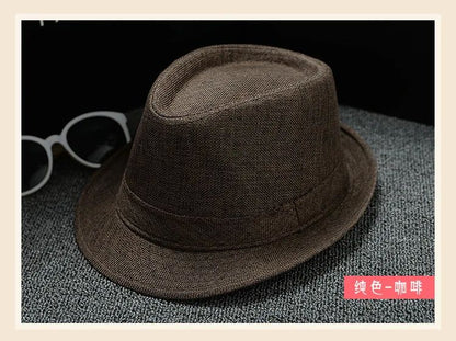 Fashionable Elegant Vintage Unisex Classic Summer Hat with Brim for Men and Women in Black, White, Red, Panama Top Jazz Beach Fe