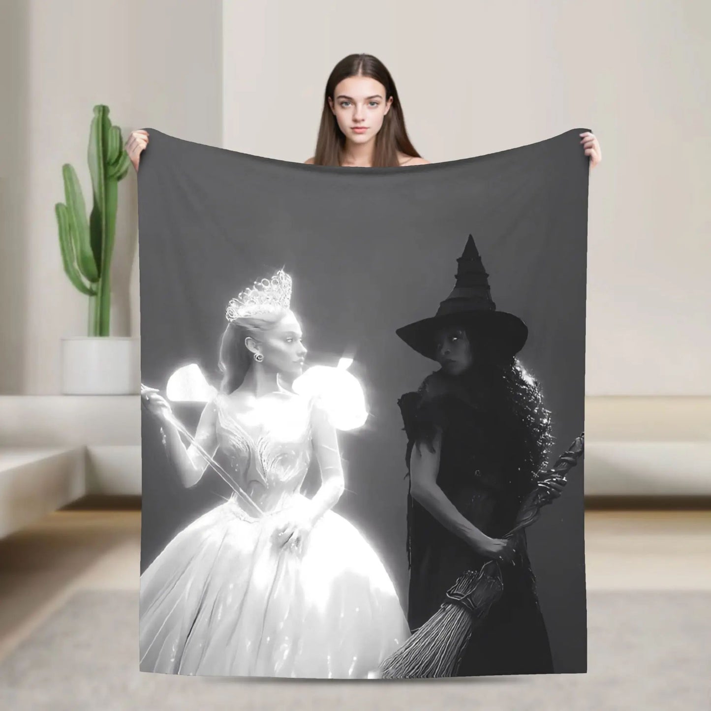 New Wicked Elphaba  Glinda Tonal Soft Warm Blanket Office Plush Bedding Throws Novelty Flannel Bedspread Sofa Bed Cover