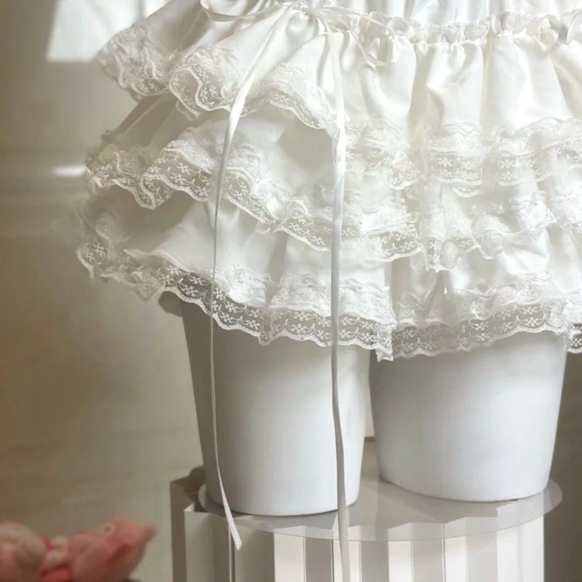 Sweet White High Waist Fluffy Ballet Mini Skirt for Small Figures Trendy Short Puffy Skirt Women's Fashion Half-length Skirts