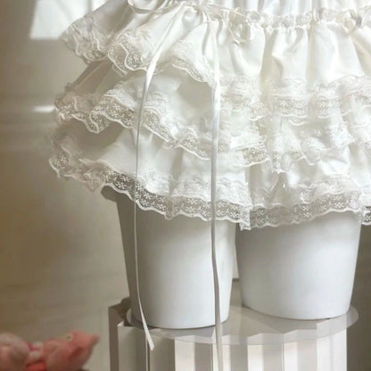 Sweet White High Waist Fluffy Ballet Mini Skirt for Small Figures Trendy Short Puffy Skirt Women's Fashion Half-length Skirts