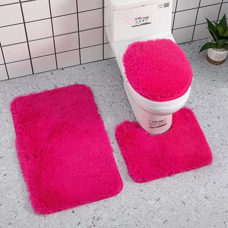 3piece Bathroom Mat Bathroom Silk Tie-dye Bathroom Soft Non-slip Carpet Shower Carpet Toilet Seat Cover Floor Mat