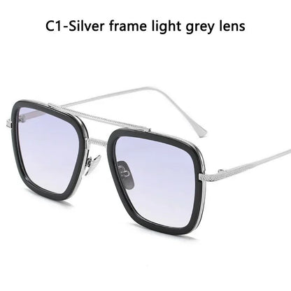 Luxury Steampunk Men Sunglasses Tony Stark Iron Man Sun Glasses Vintage Metal Eyewear Steam Punk Sunglass UV400 Male Gafas