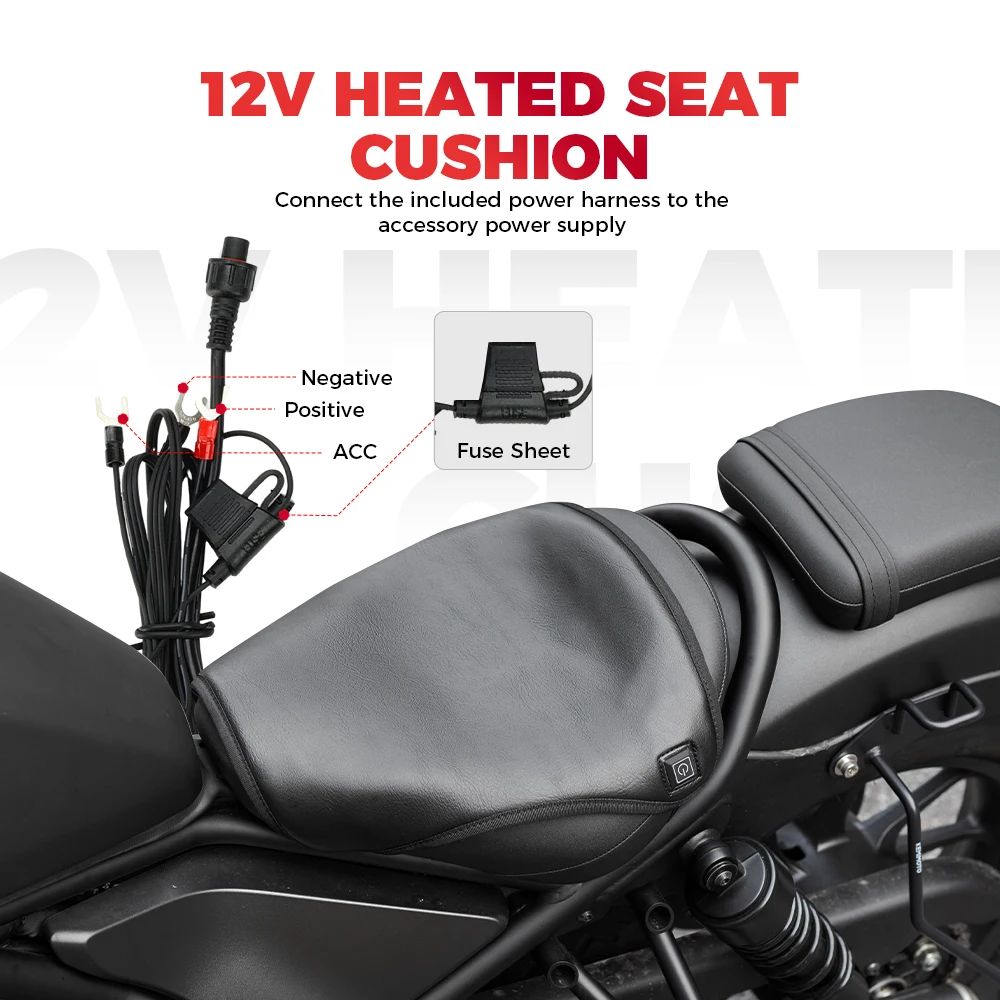 Assento aquecido KEMITOUR 12V para motocicleta, universal para ATV Raptor 700, para R1200GS F800GS MT07 MT09, capa de assento para aquecer no inverno
