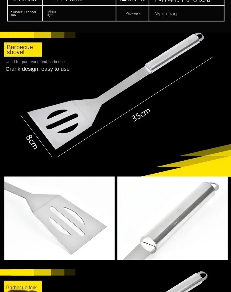 9pcs Portable BBQ tool Kit Outdoor Grill barbecue set Barbecue Set Spatula Clip Skewer With Storage Cloth Bag Grilling Tools