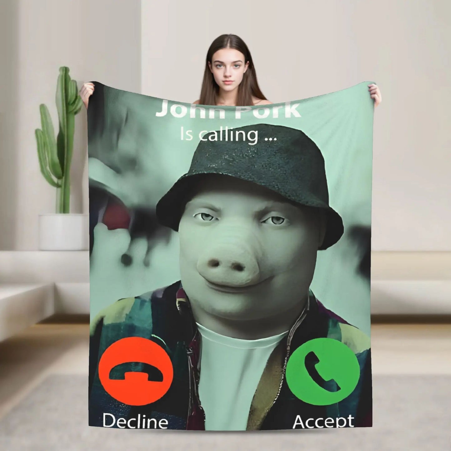 Super Soft Funny Print Throw Blanket for Bedding Travel Outdoor Use  John Pork Is Calling