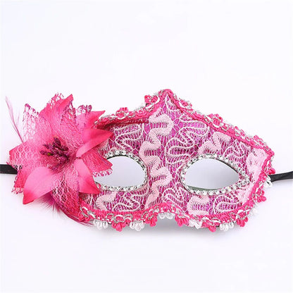 Halloween Mask Masquerade Princess Half Face Lace Plus Flower Children Adult Eye Mask Female Party Performance Props