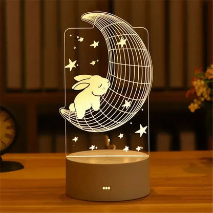USB Operated 3D Acrylic LED Night Light Festival Birthday Kids Gifts Bedroom Bedside Decor Night Lamp Home Novelty Lighting