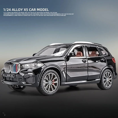 1:24 BMW X5 Modelos Carros em Miniatura SUV 6 Portas Abertas Veículos Pneus de Borracha com Luz de Som Carro Brinquedos Educacionais Infantis