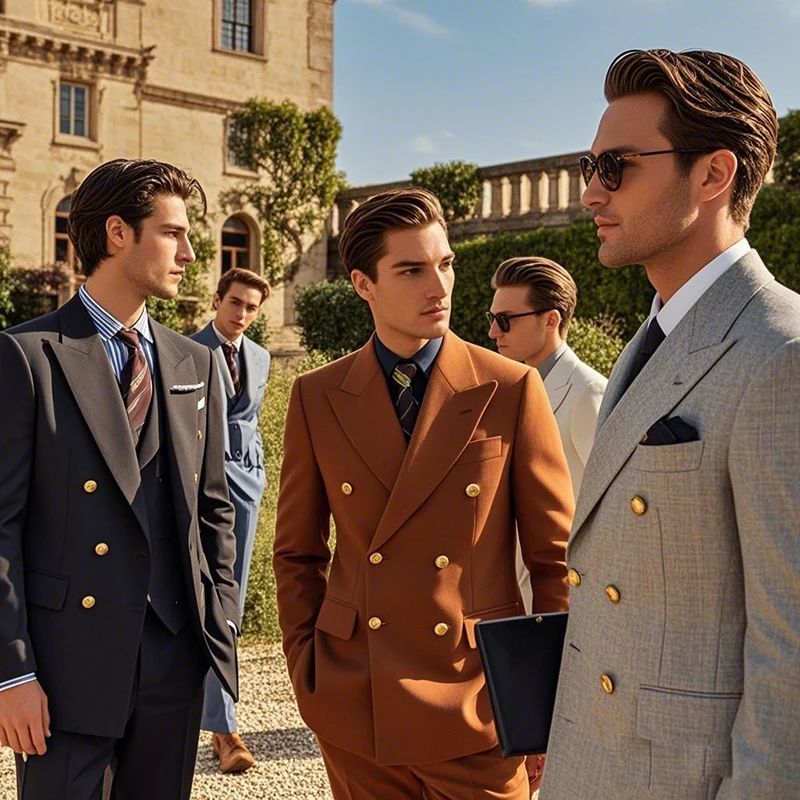 2025 Suit (Blazer+ Trousers) Men's Fashionable Gentleman Business Double-breasted British-style Banquet Host Casual Wedding Suit