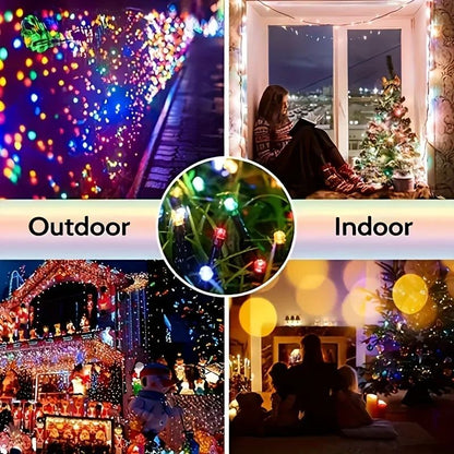 Solar Powered LED Flower Wreath Fairy Light String 50/100LED with 8 Modes Outdoor Garden Lights for Christmas Wedding Decoration