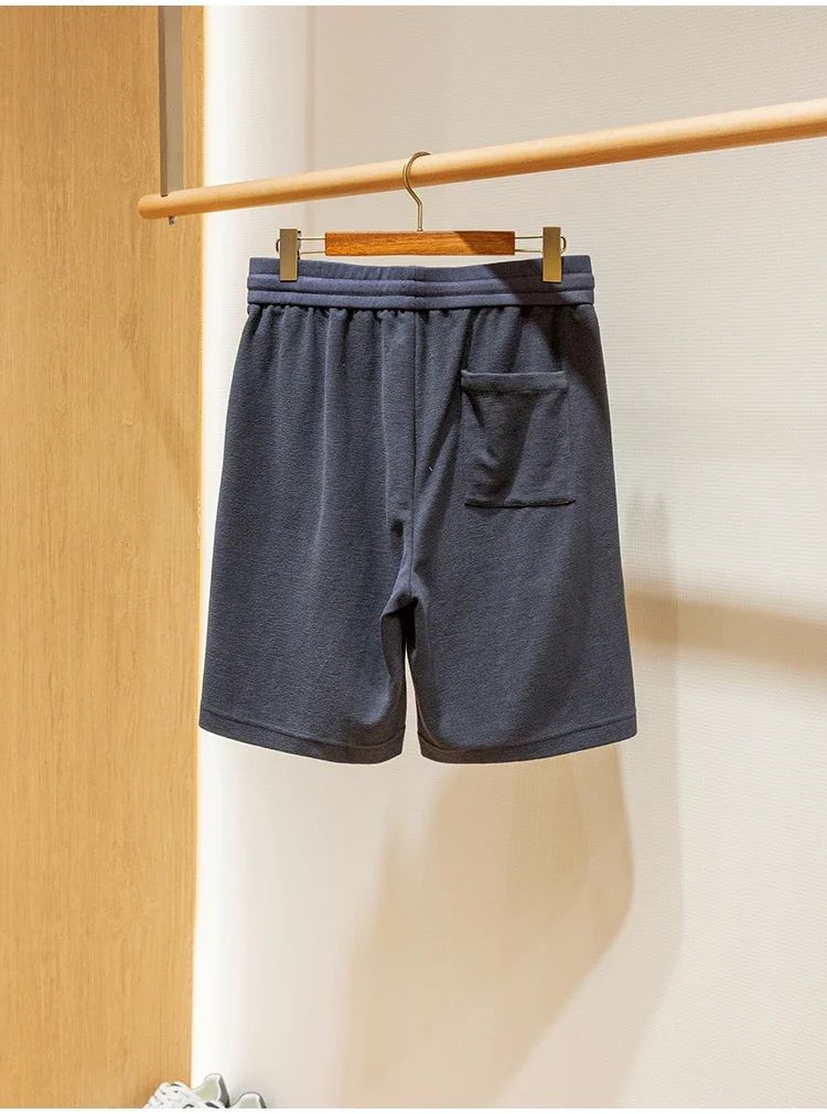 LP high-grade custom-woven cotton fabric summer men's casual elastic waist drawstring sports shorts