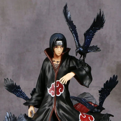 Naruto Anime Figure Uchiha Itachi Boneco de Ação de Pvc Naruto Shippuden Uchiha Itachi e Corvo Coleção Modelo de Brinquedo 25cm